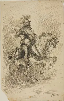 Cavalier on Horseback, 1874. Creator: Jules Jacquet