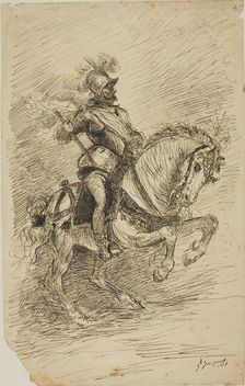 Cavalier on Horseback, 1874. Creator: Jules Jacquet