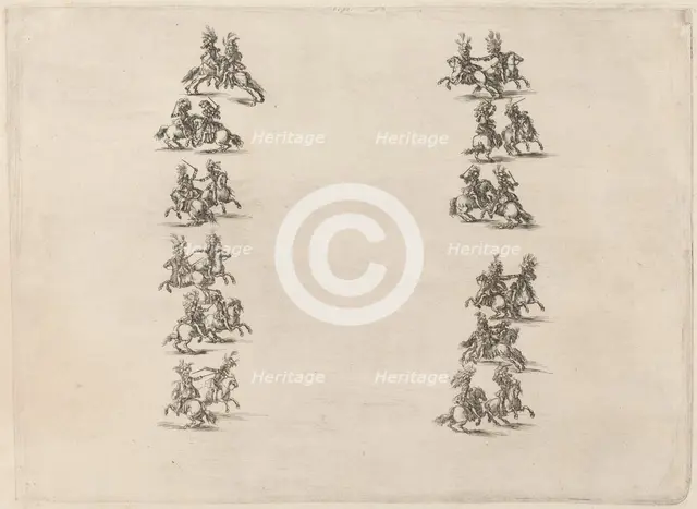 Cavaliers Fighting in Two Columns, 1652. Creator: Stefano della Bella.