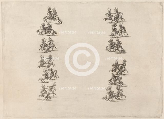 Cavaliers Fighting in Two Columns, 1652. Creator: Stefano della Bella.