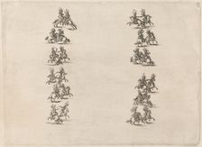 Cavaliers Fighting in Two Columns, 1652. Creator: Stefano della Bella