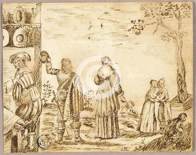 Cavaliers Taking Leave of Their Sweethearts, 1662. Creator: David Balthasar Wagner.