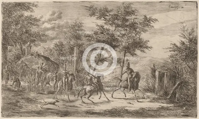 Cavalry and Hay Wagon. Creator: Gerhardus Emaus De Micault.
