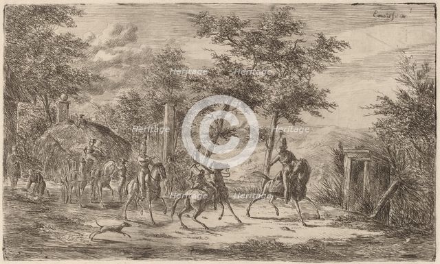 Cavalry and Hay Wagon. Creator: Gerhardus Emaus De Micault.