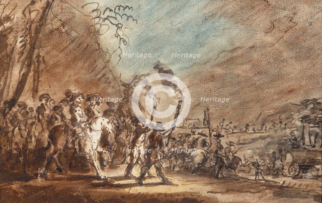 Cavalry and torches, 1700-1799. Creator: Unknown.