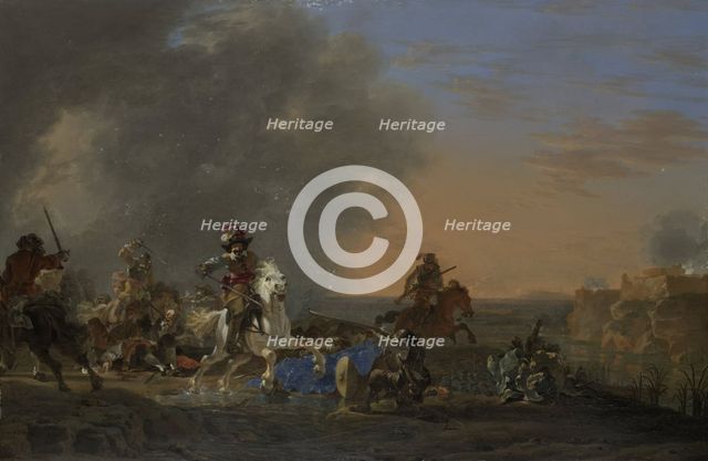 Cavalry Attack at Sunset, 1646. Creator: Jan Asselijin.