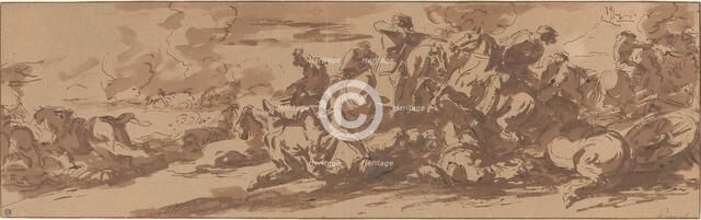 Cavalry Battle near a River. Creator: Walter Paris.