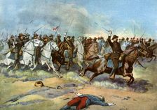 Cavalry charge by US regulars, Spanish-American War, 1898