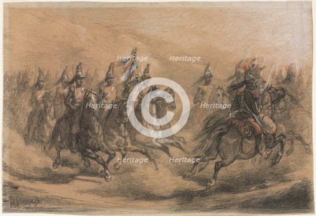 Cavalry Charge, c. 1840. Creator: Auguste Raffet (French, 1804-1860).