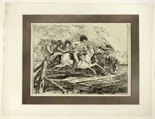 Cavalry Charging, from the first issue of Specimens of Polyautography, 1801, published 1803. Creators: Johann Conrad Gessner, Philipp André, James Heath