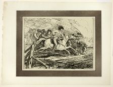 Cavalry Charging, from the first issue of Specimens of Polyautography, 1801, published 1803. Creators: Johann Conrad Gessner, Philipp André, James Heath