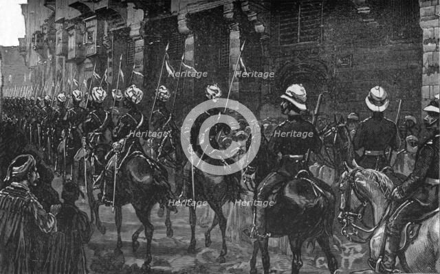 'Cavalry Demonstration in the Arab Quarter, Cairo', c1882-85. Artist: Unknown.