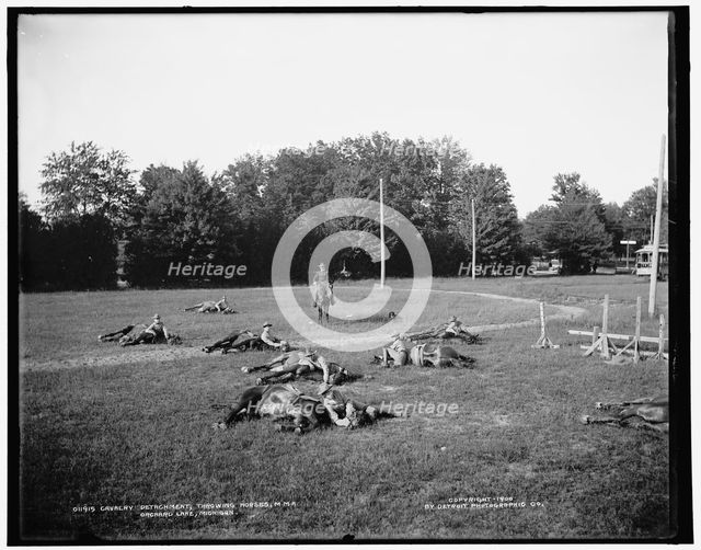 Cavalry detachment, throwing horses, M.M.A., Orchard Lake, Michigan, c1900. Creator: Unknown.