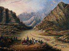 Cavalry drill in the mountains, Afghanistan. Creator: Unknown