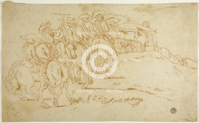 Cavalry Escorting Coach, n.d. Creator: Hendrik Verschuring.