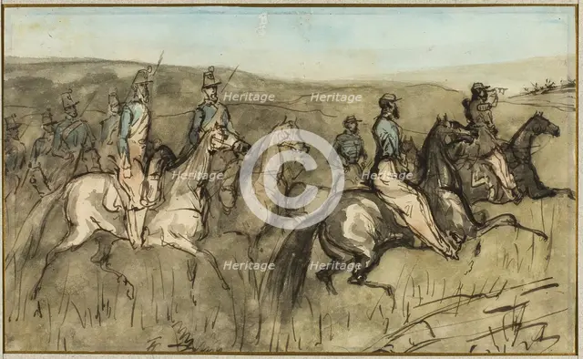 Cavalry Exercise in a Meadow, n.d. Creator: Constantin Guys.