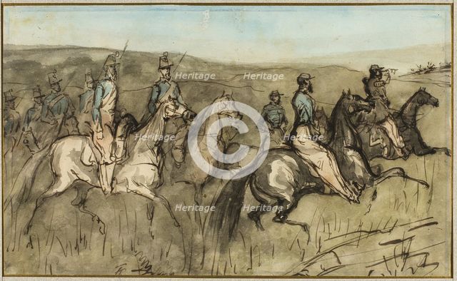 Cavalry Exercise in a Meadow, n.d. Creator: Constantin Guys.