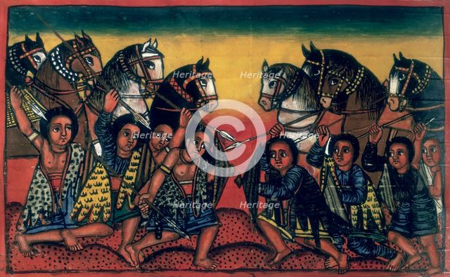 Cavalry going into battle, with spears and shields, c1721-c1730. Creator: Unknown.