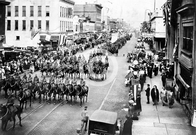 Cavalry in a parade, USA, 1920. Artist: Unknown