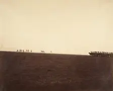 [Cavalry Maneuvers, Camp de Châlons], 1857. Creator: Gustave Le Gray
