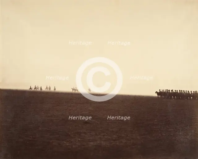 [Cavalry Maneuvers, Camp de Châlons], 1857. Creator: Gustave Le Gray.