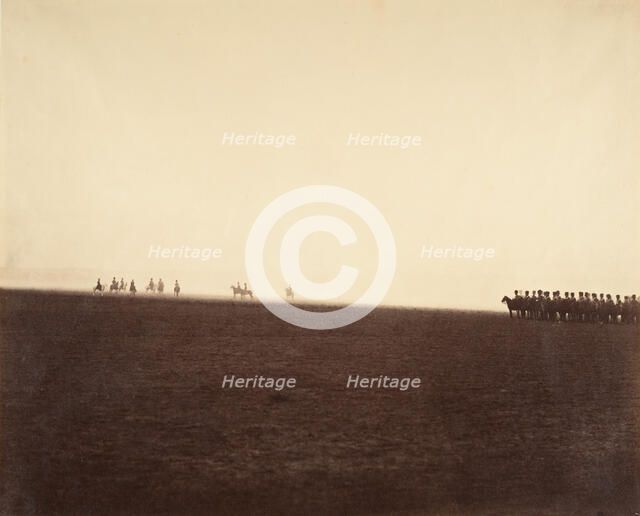 [Cavalry Maneuvers, Camp de Châlons], 1857. Creator: Gustave Le Gray.
