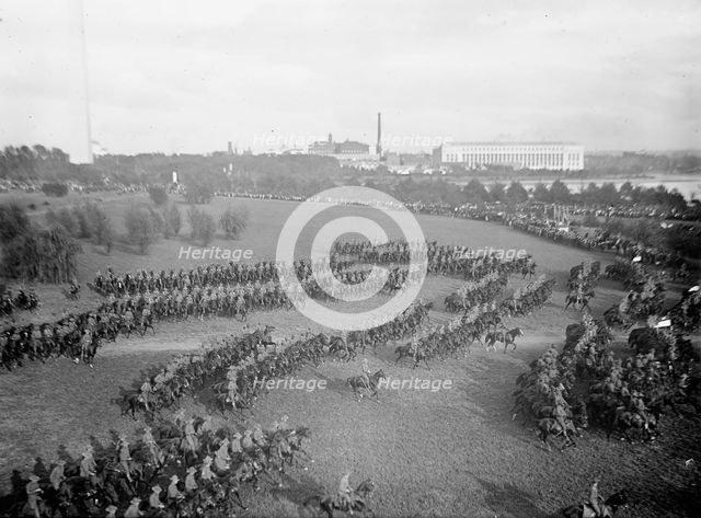 Cavalry Review By President Wilson - Cavalry In Maneuvers, 1913. Creator: Harris & Ewing.