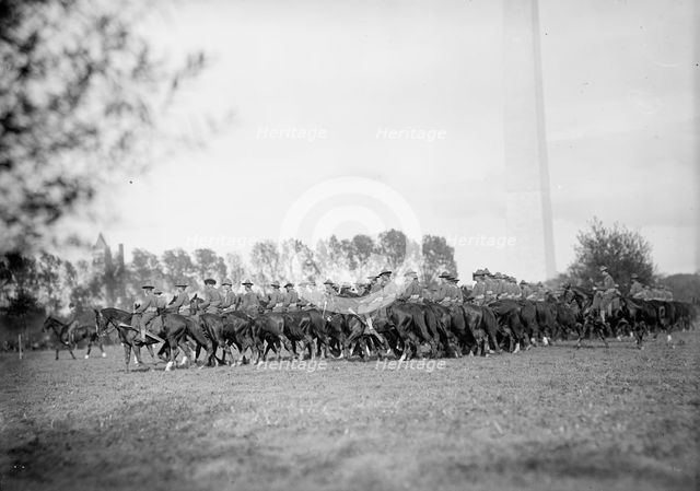 Cavalry Review By President Wilson - Cavalry In Maneuvers, 1913. Creator: Harris & Ewing.