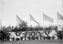 Cavalry Review By President Wilson - Seen In Stand: President Wilson; General Wood; Col..., 1913. Creator: Harris & Ewing