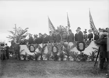 Cavalry Review By President Wilson - Seen In Stand: President Wilson; General Wood; Col..., 1913. Creator: Harris & Ewing