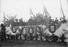 Cavalry Review By President Wilson - Seen In Stand: President Wilson; General Wood; Col..., 1913. Creator: Harris & Ewing
