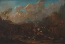 Cavalry Skirmish at a Fortress, 1693-1733. Creator: Karel Breydel