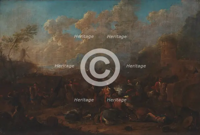 Cavalry Skirmish at a Fortress, 1693-1733. Creator: Karel Breydel.