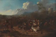 Cavalry Skirmish at a Fortress, 1693-1733. Creator: Karel Breydel
