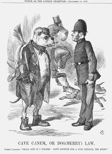 Cave Canem, or Dog(berry) Law 1867. Creator: John Tenniel