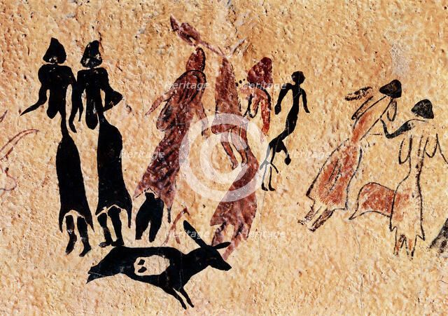 Cave paintings typical of the Levantine art, found in the Roca dels Moros or Cogull Cave (Lleida)…