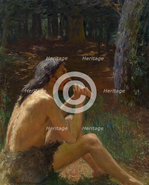 Caveman Playing the Flute. Artist: Kuznetsov, Konstantin Pavlovich (1863-1936)