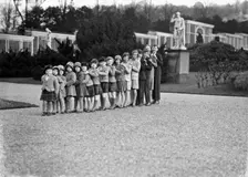 Cavendish family group of 16 grandchildren in the gardens of Chatsworth, Derbyshire, 1930. Creator: JR Board