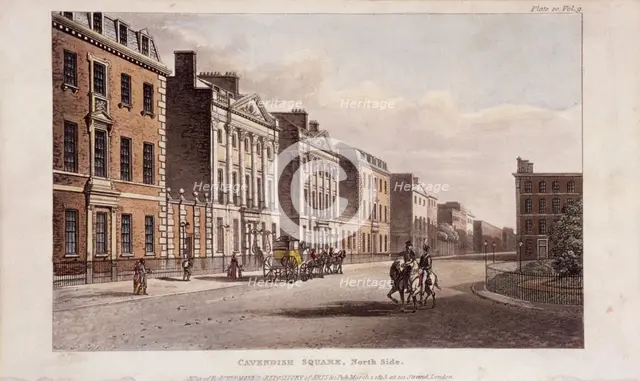 Cavendish Square, St Marylebone, London, 1813. Artist: Anon