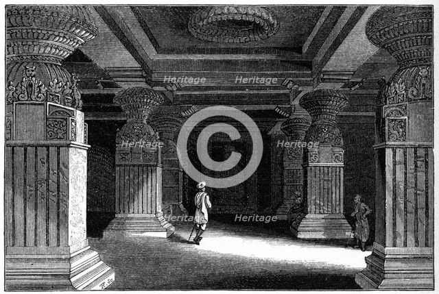 Caves of Ellora, India, 1847. Artist: Robinson