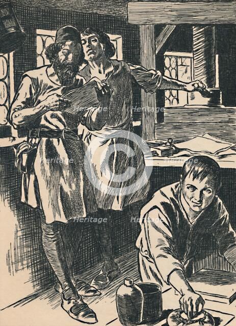 'Caxton in his Printing Shop', c1907. Artist: Unknown.