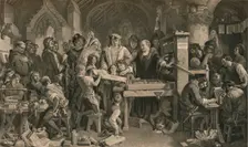 Caxton showing the first specimen of his printing to King Edward IV at Westminster, c1477 (1905)