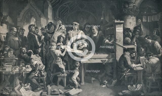 'Caxton Showing the First Specimen of his Printing to King Edward IV', c1858, (1911). Artist: Daniel Maclise.