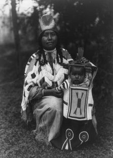 Cayuse mother and child, c1910. Creator: Edward Sheriff Curtis