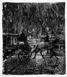 Cab in the rain, 1896. Creator: Franz Skarbina