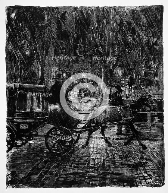 Cab in the rain, 1896. Creator: Franz Skarbina.