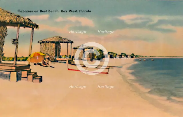 'Cabanas on Rest Beach, Key West, Florida', c1940s. Artist: Unknown.