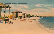 Cabanas on Rest Beach, Key West, Florida c1940s