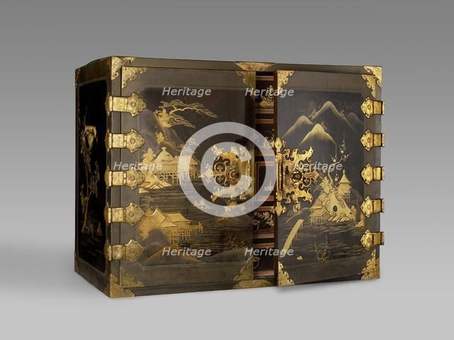 Cabinet with flowers and landscapes, 1640-1690. Artist: Unknown.