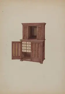 Cabinet, with Ivory Keyholes, c. 1937. Creator: William Kieckhofel